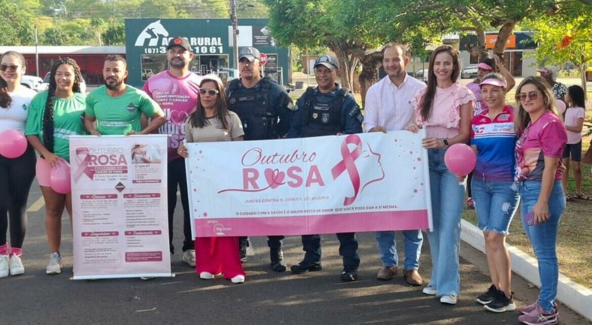Imagem de compartilhamento para o artigo Caminhada Outubro Rosa reúne comunidade em evento de conscientização em Figueirão da MS Todo dia